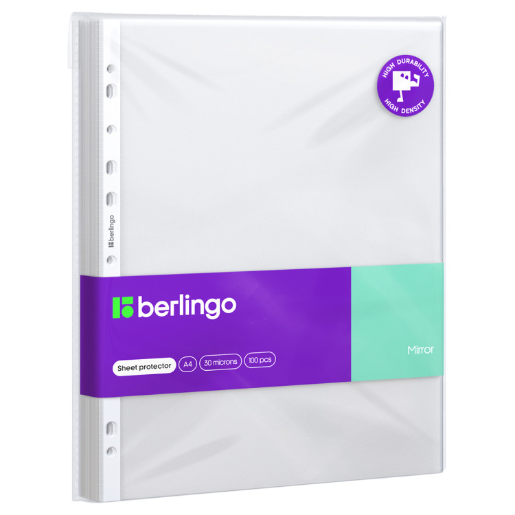 Папка-вкладыш с перфорацией Berlingo "Mirror", А4, 30мкм, глянцевая, 200 штук, 375523 Папка-вкладыш с перфорацией Berlingo "Mirror", А4, 30мкм, глянцевая, 200 штук, 375523