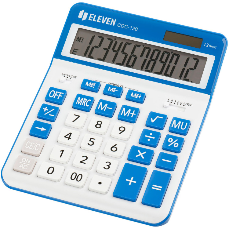 Калькулятор настольный Eleven CDC-120-WH/NV, 12 разрядов, двойное питание, 155*206*38мм, белый/темно-синий, 365644 Калькулятор настольный Eleven CDC-120-WH/NV, 12 разрядов, двойное питание, 155*206*38мм, белый/темно-синий, 365644