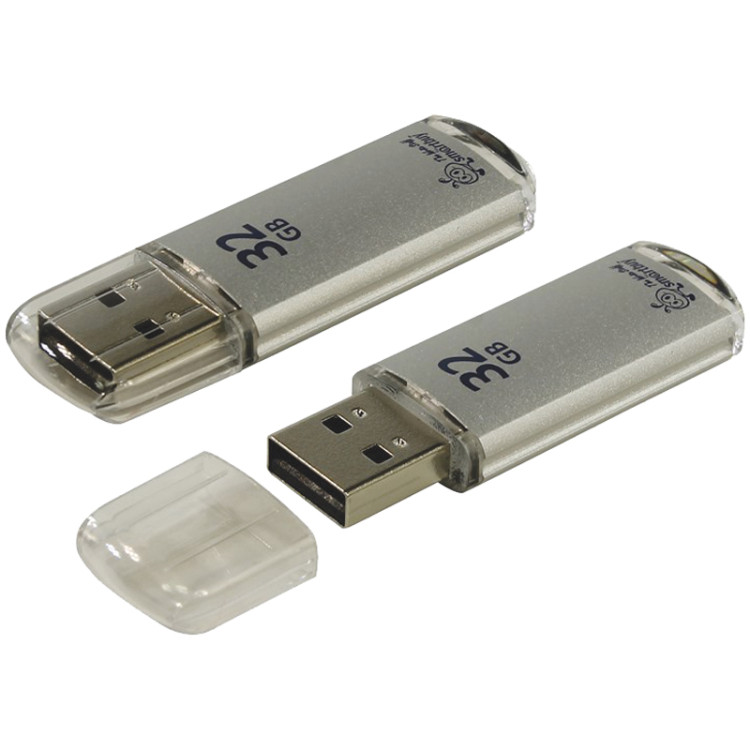 Память Smart Buy "V-Cut"  32GB, USB 2.0 Flash Drive, серебристый (металл. корпус ), 227883