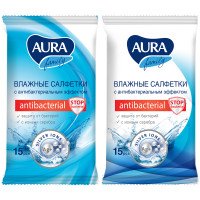 Салфетки влажные Aura "Family", 15шт., антибактериальные, 229645 Салфетки влажные Aura "Family", 15шт., антибактериальные, 229645