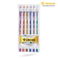 Набор гелевых ручек Crown "Hi-Jell Metallic" 6шт., 06цв., 0,7мм, металлик, ПВХ уп., европодвес, 095176 Набор гелевых ручек Crown "Hi-Jell Metallic" 6шт., 06цв., 0,7мм, металлик, ПВХ уп., европодвес, 095176
