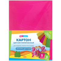 Картон цветной А4, ArtSpace, 5л., 5цв., гофрированный, флоуресцентный, в пакете, 315290 Картон цветной А4, ArtSpace, 5л., 5цв., гофрированный, флоуресцентный, в пакете, 315290