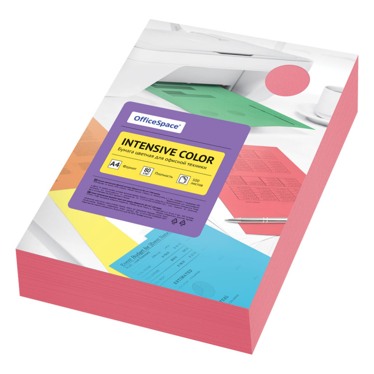 Бумага цветная OfficeSpace "Intensive Color", А4, 80г/м?, 500л., (красный), 361620 Бумага цветная OfficeSpace "Intensive Color", А4, 80г/м?, 500л., (красный), 361620