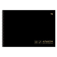 Альбом для рисования 40л., А4, на гребне BG "Total black", 160г/м2, 4 штук, 385484 Альбом для рисования 40л., А4, на гребне BG "Total black", 160г/м2, 4 штук, 385484