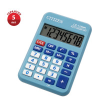 Калькулятор карманный Citizen LC-110NR-BL, 8 разрядов, питание от батарейки, 58*88*11мм, голубой, 279753 Калькулятор карманный Citizen LC-110NR-BL, 8 разрядов, питание от батарейки, 58*88*11мм, голубой, 279753