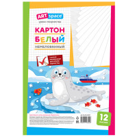 Картон белый А4, ArtSpace, 12л., немелованный, в пакете, "Морской котик", 290859