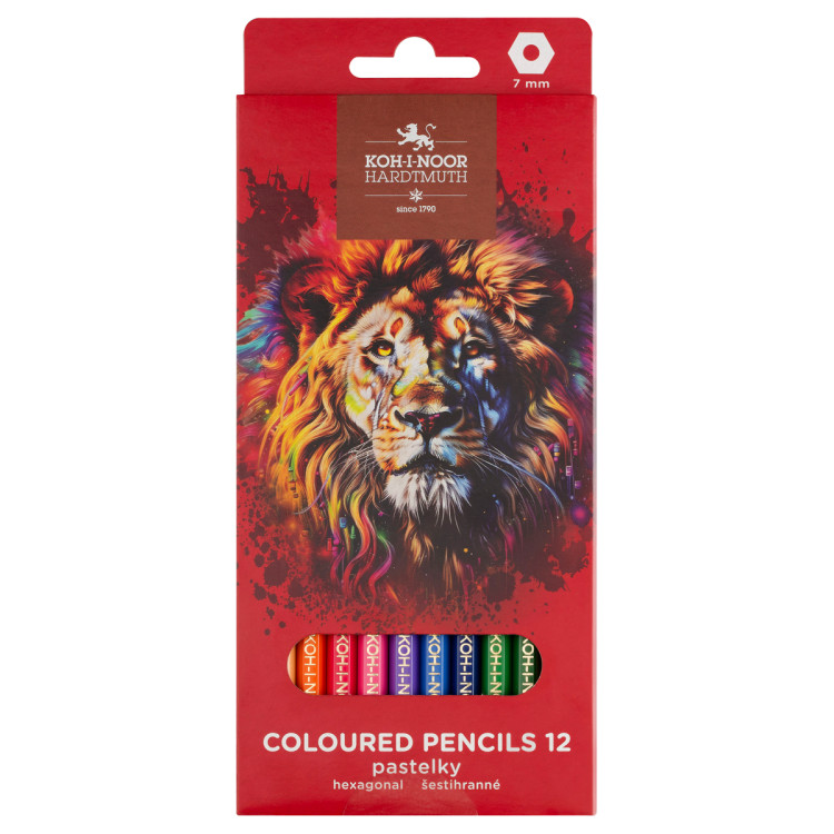 Карандаши цветные Koh-I-Noor "RED LION", 12цв, картон.упак. с подвесом, 376598 Карандаши цветные Koh-I-Noor "RED LION", 12цв, картон.упак. с подвесом, 376598