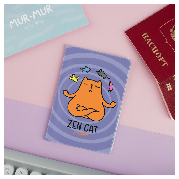 Обложка для паспорта MESHU "Zen Cat", ПВХ, 2 кармана, 362620 Обложка для паспорта MESHU "Zen Cat", ПВХ, 2 кармана, 362620