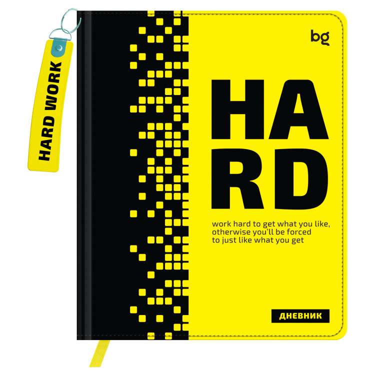 Дневник 1-11 кл. 48л. (твердый) BG "Hard. Yellow", иск. кожа, печать, брелок, ляссе, 376670