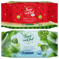Салфетки влажные Aura "Tropic coctail", 60шт., освежающие, 229649 Салфетки влажные Aura "Tropic coctail", 60шт., освежающие, 229649