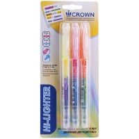 Набор текстовыделителей двухсторонних Crown "Multi Hi-Lighter Twin" 3шт., 06цв., 3/2мм, блистер, 207922 Набор текстовыделителей двухсторонних Crown "Multi Hi-Lighter Twin" 3шт., 06цв., 3/2мм, блистер, 207922