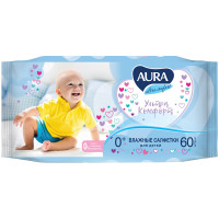 Салфетки влажные Aura "Ultra comfort", 60шт., детские, с алоэ, 232187 Салфетки влажные Aura "Ultra comfort", 60шт., детские, с алоэ, 232187