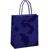 Пакет подарочный 18*23*10см MESHU "Blue pattern", выборочный лак, матовая ламинация, 371028