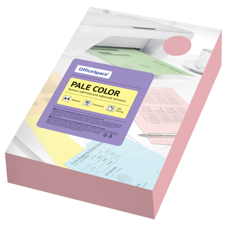 Бумага цветная OfficeSpace "Pale Color", А4, 80г/м?, 500л., (розовый), 356862 Бумага цветная OfficeSpace "Pale Color", А4, 80г/м?, 500л., (розовый), 356862
