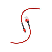 Кабель Smartbuy S26, USB - micro-USB, 3A output, нейлоновая оплетка, 1м, красный, 384287