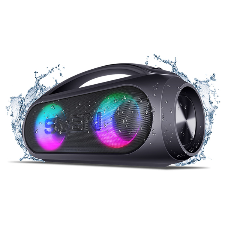 Колонка портативная Sven PS-380, 40W, Bluetooth, FM, USB, защита от воды, подсветка, черный, 353021 Колонка портативная Sven PS-380, 40W, Bluetooth, FM, USB, защита от воды, подсветка, черный, 353021