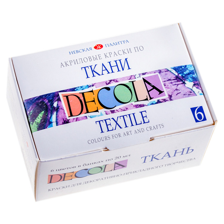 Краски по ткани Decola, 06 цветов, 20мл, картон, 390645 Краски по ткани Decola, 06 цветов, 20мл, картон, 390645
