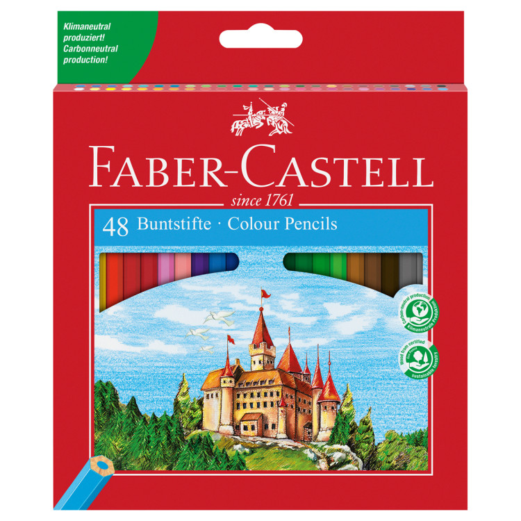 Карандаши цветные Faber-Castell "Замок", 48цв., шестигр.,заточ., картон, европодвес, 286244 Карандаши цветные Faber-Castell "Замок", 48цв., шестигр.,заточ., картон, европодвес, 286244