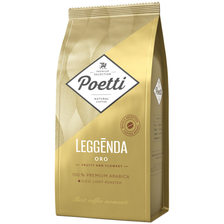 Кофе в зернах Poetti "Leggenda Oro", вакуумный пакет, 1кг, 351420 Кофе в зернах Poetti "Leggenda Oro", вакуумный пакет, 1кг, 351420