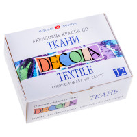Краски по ткани Decola, 12 цветов, 20мл, картон, 390646 Краски по ткани Decola, 12 цветов, 20мл, картон, 390646