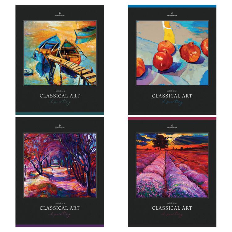Тетрадь 80л., А5, клетка Greenwich Line "Classical art", глянцевая ламинация, sandy-touch лак, 70г/м2, 8 штук, 361270