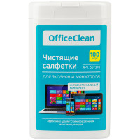 Влажные портативные чистящие салфетки OfficeClean для экранов и мониторов, 100шт. (малая плоская туба), 307370 Влажные портативные чистящие салфетки OfficeClean для экранов и мониторов, 100шт. (малая плоская туба), 307370