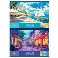 Альбом для рисования 32л., А4, на гребне BG "Пейзажи", 12 штук, 378703 Альбом для рисования 32л., А4, на гребне BG "Пейзажи", 12 штук, 378703