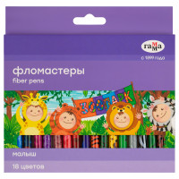 Фломастеры Гамма "Малыш", 18цв., печать на корпусе, смываемые, картон. упак., европодвес, 390897 Фломастеры Гамма "Малыш", 18цв., печать на корпусе, смываемые, картон. упак., европодвес, 390897