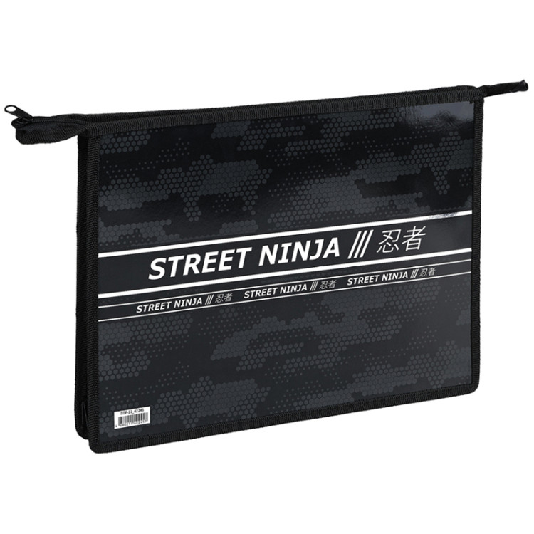 Папка для тетрадей 2 отделения А4 ArtSpace "Ninja", пластик, фольга, на молнии, 331422