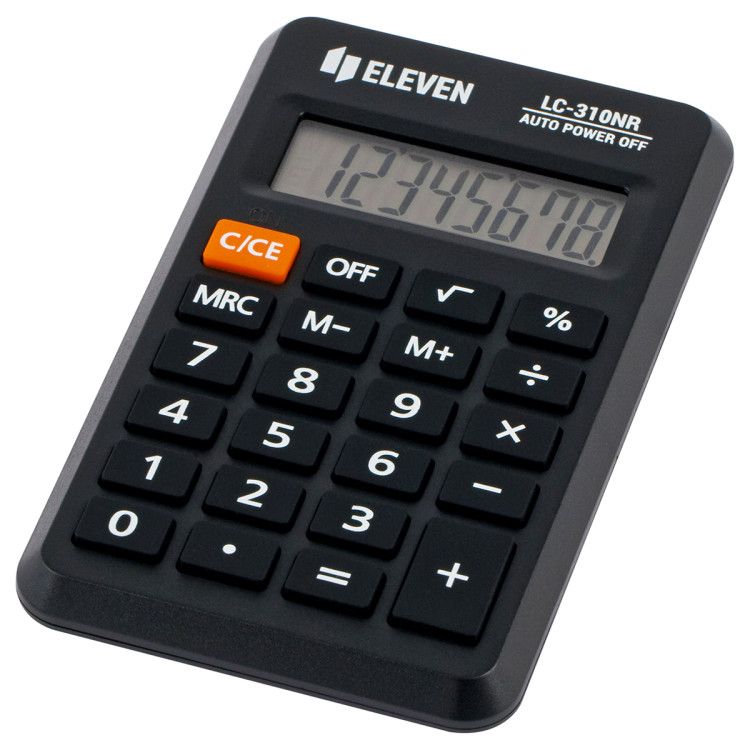 Калькулятор карманный Eleven LC-310NR, 8 разрядов, питание от батарейки, 69*114*14мм, черный, 339230 Калькулятор карманный Eleven LC-310NR, 8 разрядов, питание от батарейки, 69*114*14мм, черный, 339230