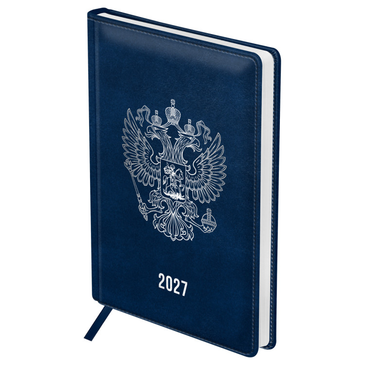 Ежедневник датированный 2027г., А4, 176л., твердый переплет, кожзам, BG "Орел", синий, 390433 Ежедневник датированный 2027г., А4, 176л., твердый переплет, кожзам, BG "Орел", синий, 390433