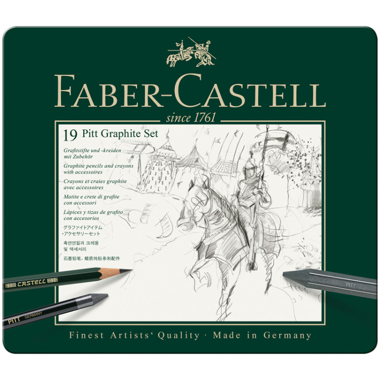 Набор карандашей ч/г Faber-Castell "Pitt Graphite", 19 предметов, заточен., метал. кор., 285940