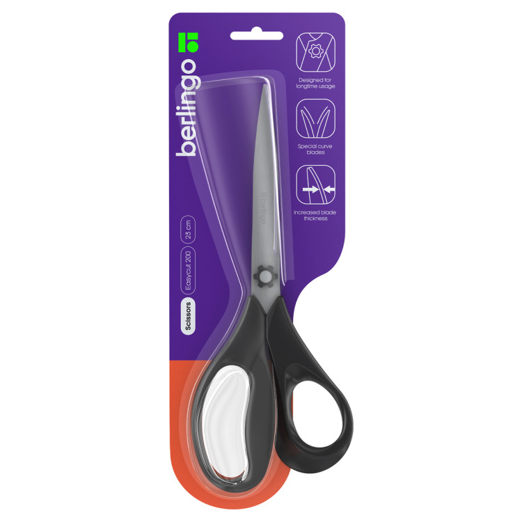 Ножницы Berlingo "Easycut 200" 23см, эргономичные ручки, европодвес, 326314 Ножницы Berlingo "Easycut 200" 23см, эргономичные ручки, европодвес, 326314