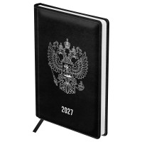 Ежедневник датированный 2027г., А4, 176л., твердый переплет, кожзам, BG "Орел", черный, 390435 Ежедневник датированный 2027г., А4, 176л., твердый переплет, кожзам, BG "Орел", черный, 390435