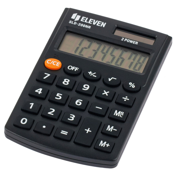 Калькулятор карманный Eleven SLD-200NR, 8 разрядов, двойное питание, 62*98*10мм, черный, 339232 Калькулятор карманный Eleven SLD-200NR, 8 разрядов, двойное питание, 62*98*10мм, черный, 339232
