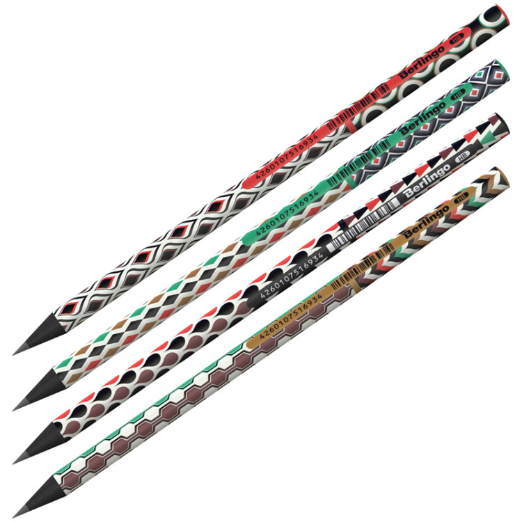 Карандаш ч/г Berlingo "Arcade" HB, круглый, черное дерево, заточен, 299346