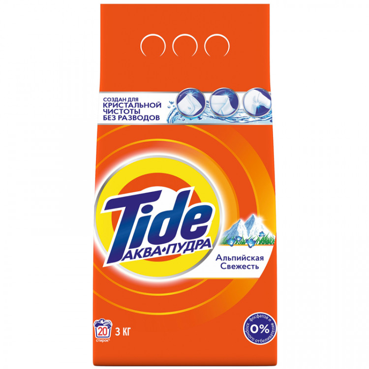 Порошок для машинной стирки Tide "Альпийская свежесть", 3кг, 153744 Порошок для машинной стирки Tide "Альпийская свежесть", 3кг, 153744