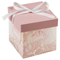 Коробка складная подарочная MESHU "Pink marble", (15*15*15см), с лентой, отд фольгой, 382896