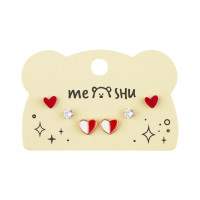 Серьги MESHU, бижутерия, красные, 3 пары, европодвес, 369283