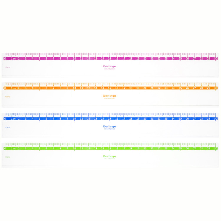 Линейка 30см Berlingo "Color", пластиковая, прозрачная, 271113