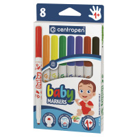 Фломастеры Centropen "Baby markers", 08цв., утолщенные, смываемые, картон, европодвес, 357710