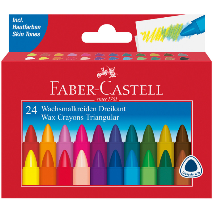 Мелки восковые Faber-Castell, 24цв., трехгранные, картонная упаковка, 286201 Мелки восковые Faber-Castell, 24цв., трехгранные, картонная упаковка, 286201