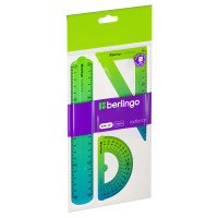 Набор чертежный средний Berlingo "Radiance" (треуг. 14см, линейка 20см, транспортир) гибкий, голубой/зеленый градиент, 330168