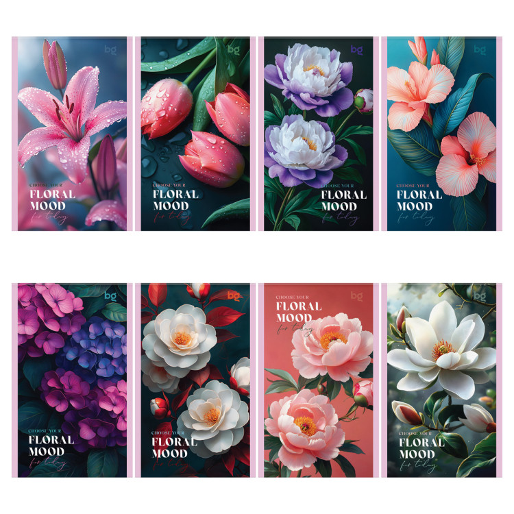 Блокнот А6 32л., на скрепке BG "Floral mood", блестки, 48 штук, 380196 Блокнот А6 32л., на скрепке BG "Floral mood", блестки, 48 штук, 380196