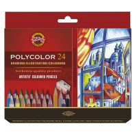 Карандаши цветные художественные Koh-I-Noor "Polycolor 3834", 24цв., заточен.+ точилка+2 ч/гр. кар. 1500, картон, европодвес, 327287