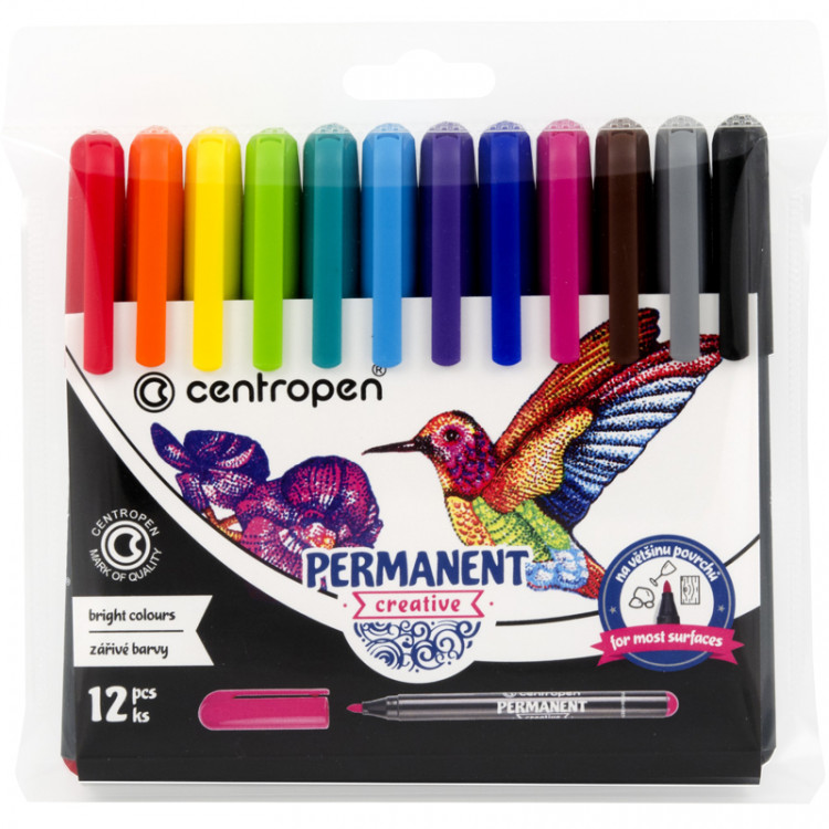 Набор маркеров для декорирования Centropen "Creative 2896" 12цв., перманентные, пулевидные, 2мм, европодвес, 281535 Набор маркеров для декорирования Centropen "Creative 2896" 12цв., перманентные, пулевидные, 2мм, европодвес, 281535
