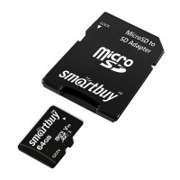Карта памяти SmartBuy MicroSDXC 64GB UHS-1, Class 10, скорость чтения 95Мб/сек, для видеонаблюдения (с адаптером SD), 384278 Карта памяти SmartBuy MicroSDXC 64GB UHS-1, Class 10, скорость чтения 95Мб/сек, для видеонаблюдения (с адаптером SD), 384278