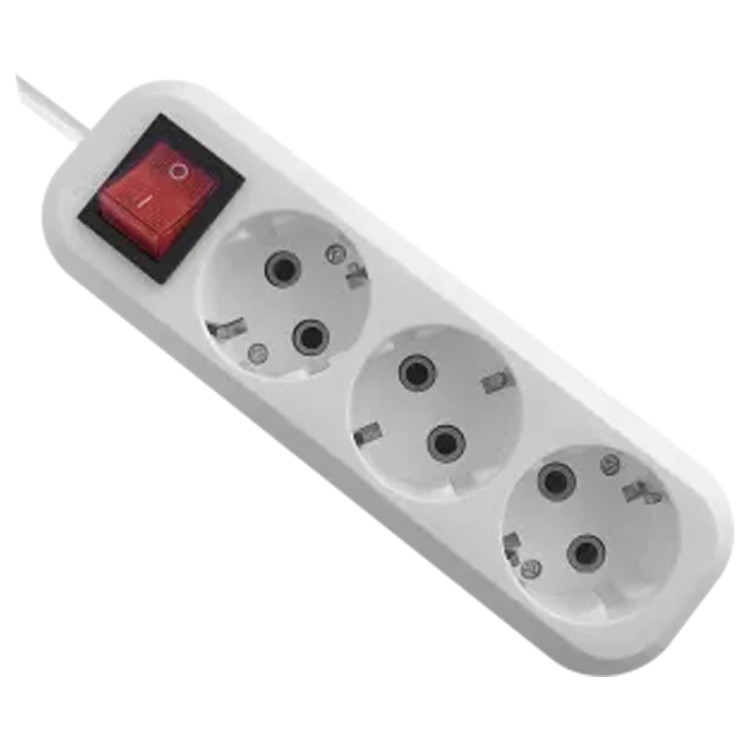 Удлинитель Defender L330 3 розетки, с заземлением, выключатель, 10м, белый, 393911