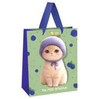 Пакет подарочный 18*23*10см MESHU "Berry cat", матовая ламинация, 24 штук, 382258