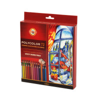 Карандаши цветные художественные Koh-I-Noor "Polycolor 3837", 72цв., заточен.+ 2 точилки+3 ч/гр. кар. 1500, картон, европодвес, 324508